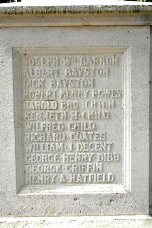 George Griffin's Name on the War Memorial for Sutton-on-Hull