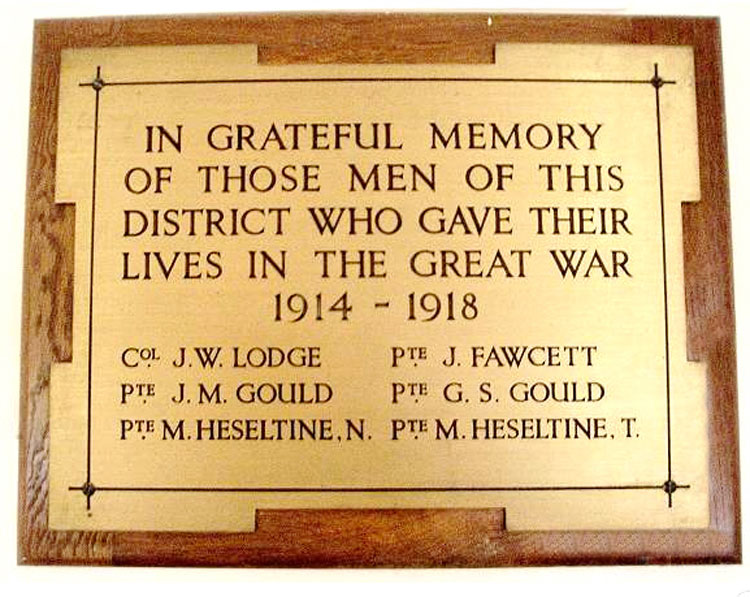 The First World War Memorial in The Village Hall, Thoralby