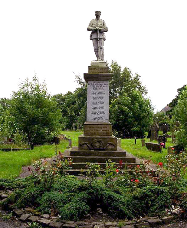 The First World War Memorial at the entrance to Tong Cemetery, Bradford.