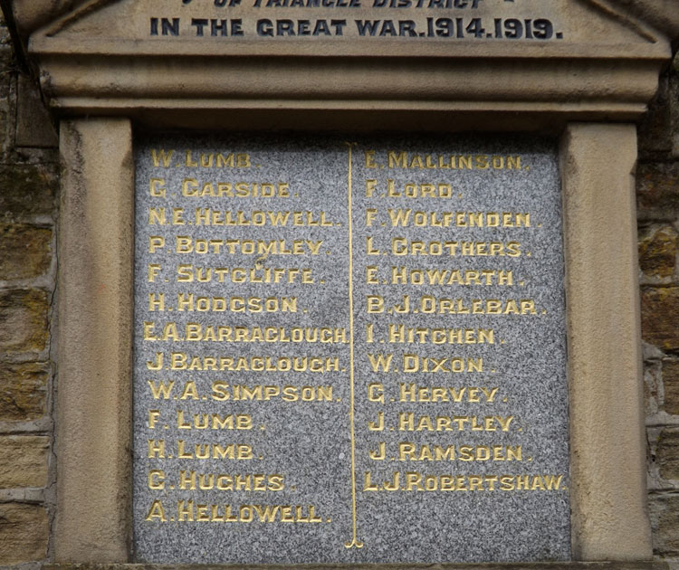 The First World War Memorial for Triangle, Calderdale