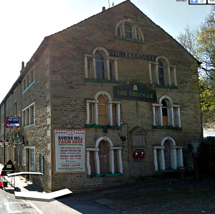The First World War Memorial for Triangle, Calderdale on the Triangle Inn (March 2020)