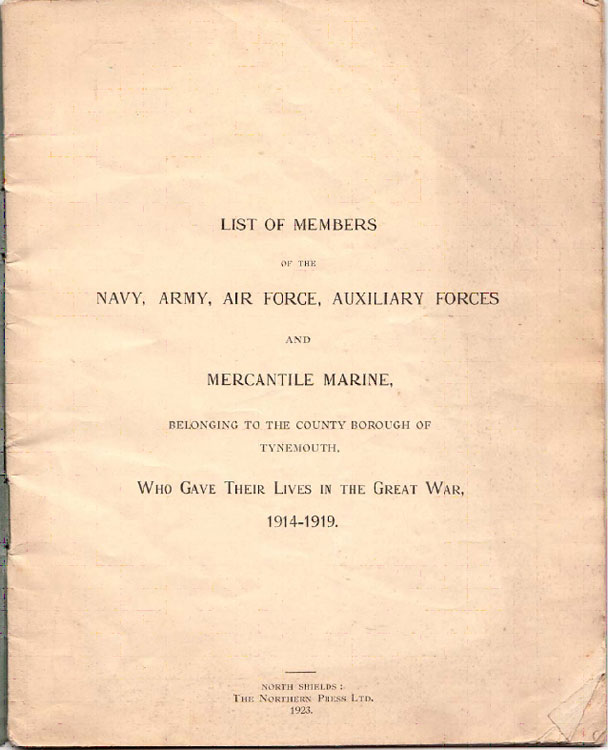 The Title Page of the Tynemouth Roll of Honour