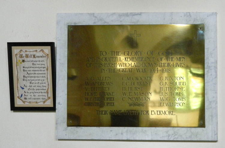 The First World War Memorial for Upwey (Dorset)