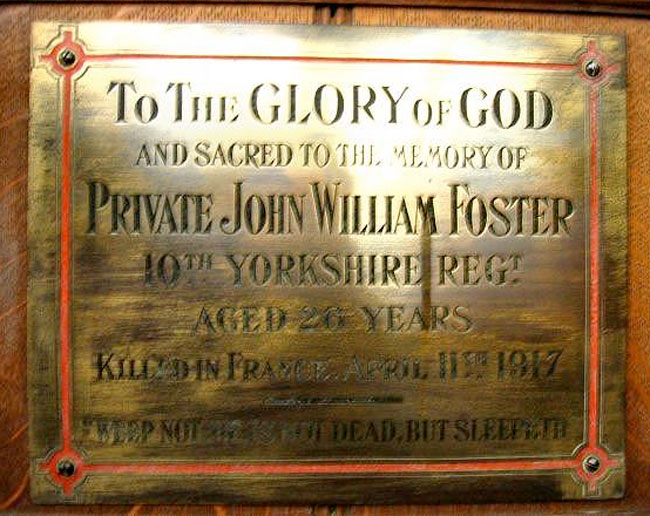 The Private Commemoration in St. Gregory's Church, Vale of Lune
