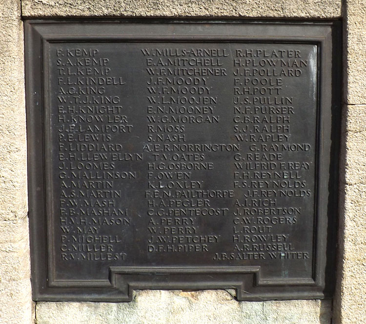 George Mallionson's Name on the Wallington War Memorial
