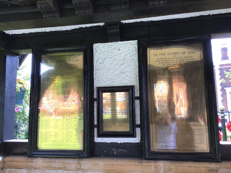The First World War Commemorations Inside the Lychgate to All Saints' Church, Wellington (Wrekin)