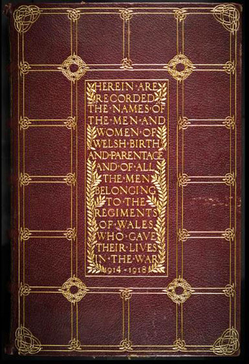 The cover and Title Page of the Welsh Book of Remembrance 