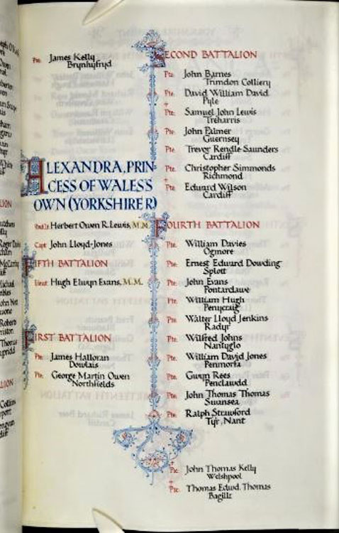 Commemorations for Soldiers of the 1st, 2nd & 4th Battalions and Officers