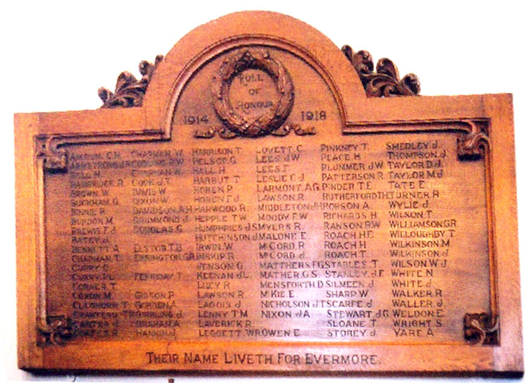 The First World War Memorial Cross in West Harton's All Saints' Church