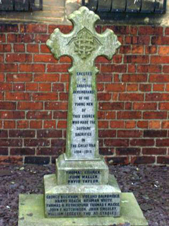 The First World War Memorial Cross in West Harton's Methodist Church