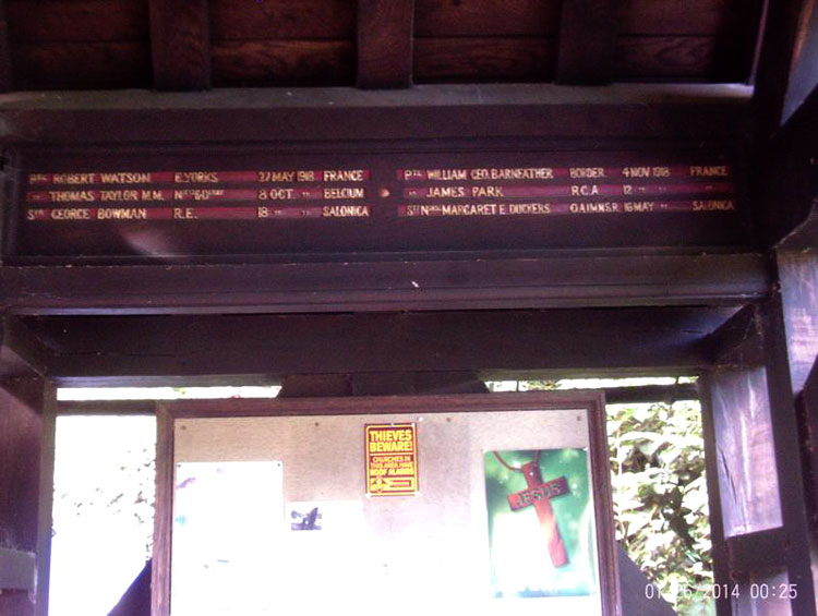 Robert Watson's Name Commemorated in the Wetheral Lych Gate