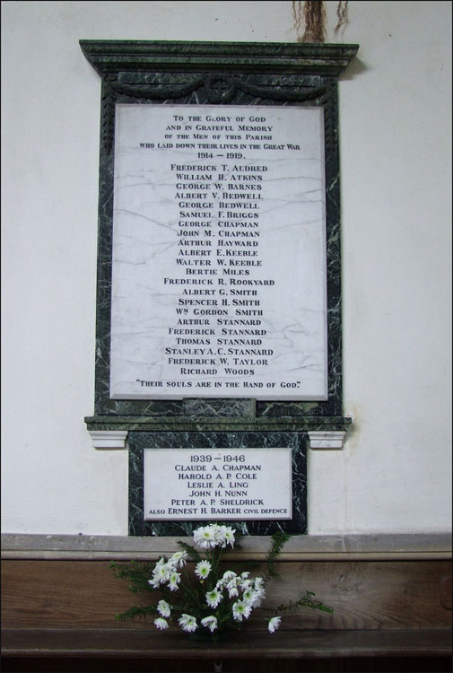 The War Memorial, - All Saints' Church, Wetheringsett (Suffolk)