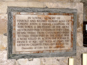 Captain Chapman is commemorated on a family memorial