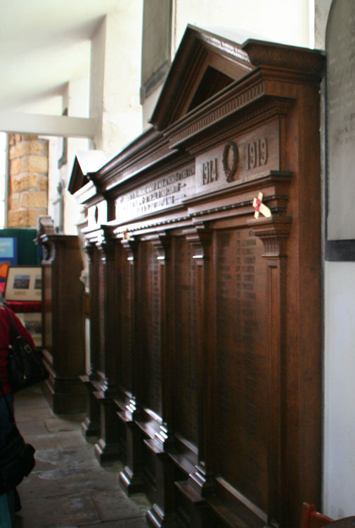 The First World War Memorial Tablet inside St. Mary's Church, Whitby (1)