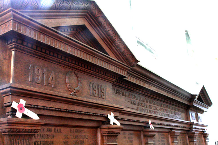 The First World War Memorial Tablet inside St. Mary's Church, Whitby (2)
