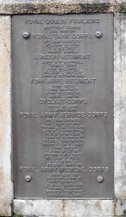 Yorkshire Regiment Names on the Wigan War Memorial