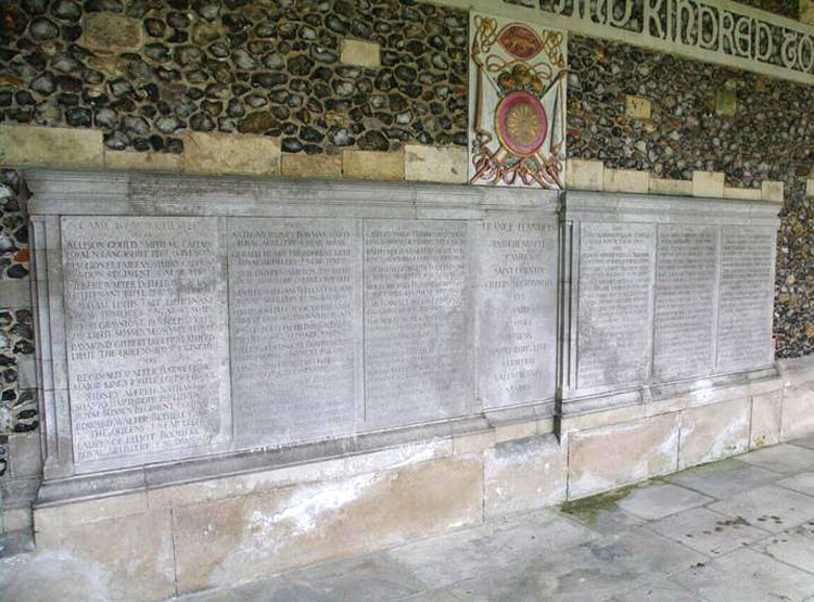 Commemorative Panels, Pupils entering Winchester in 1904 - 1910, in the Winchester College War Cloister