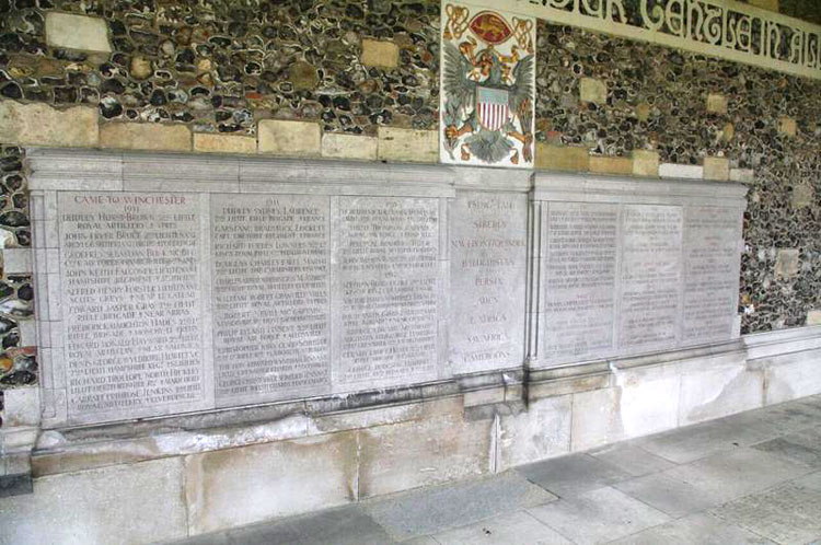 Commemorative Panels, Pupils entering Winchester in 1911 - later, in the Winchester College War Cloister
