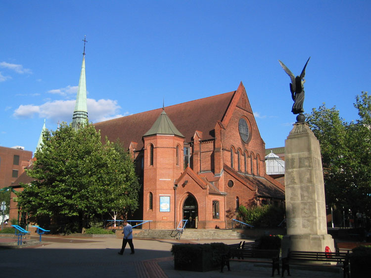 Christ Church, Woking, with the Woking War Memorial