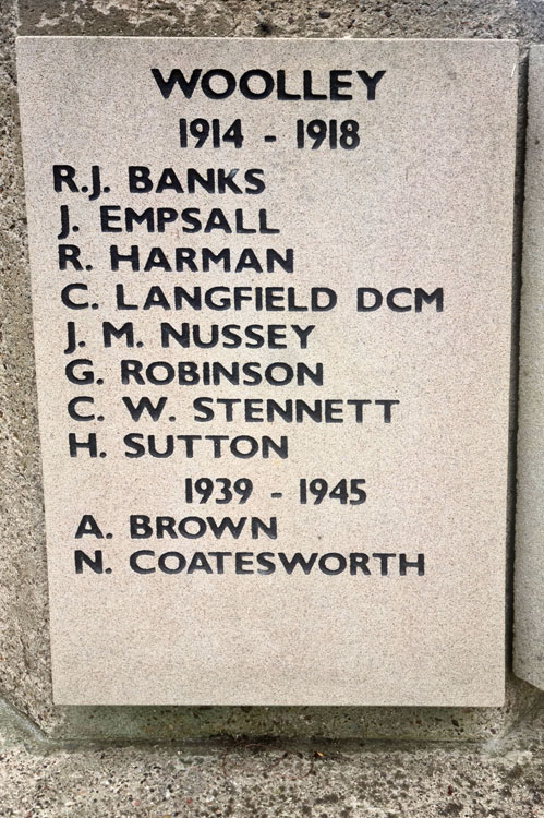 George Robinson's Name on the Woolley War Memorial