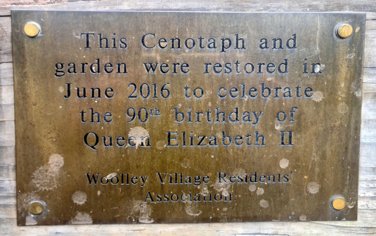 Notice on a Bench re. the Restoration of the Memorial and Garden in Woolley
