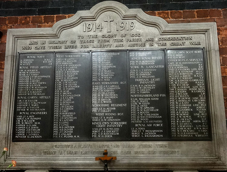 The First World War Memorial in St. Clement's Church, Scarcroft Road - YorkThe First World War Memorial in St. Clement's Church, Scarcroft Road - York