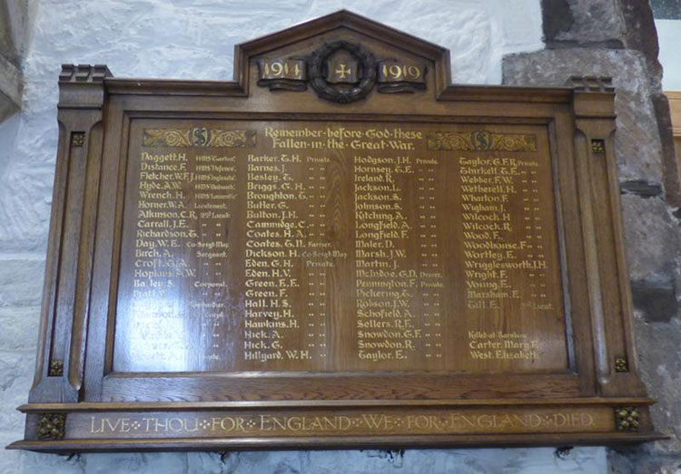 The First World War Memorial in the Church of St. Mary Bishophill Junior, York 