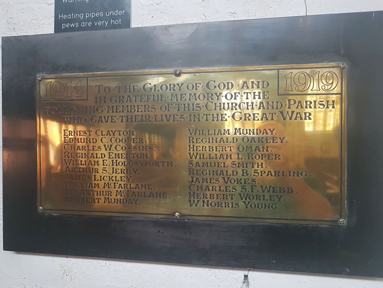 The First World War Memorial in the Church of St. Michael le Belfry, York 